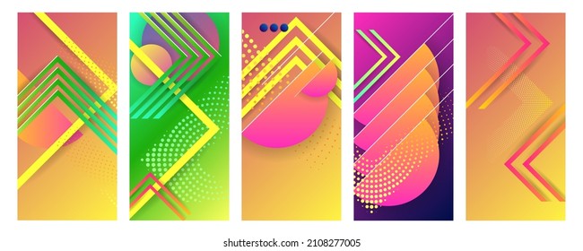 Pastel colors Set backgrounds with geometric elements, lines and dots for text, universal design, banner concept. Vector art dijita art