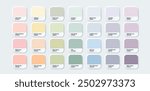 Pastel colors set with hex codes. Trendy color palette vector