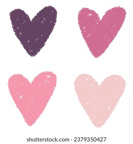Pastel colors Vector hearts set. Hand drawn.