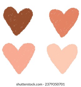 Pastellfarben Vektorherzen Set. Handgezeichnet.