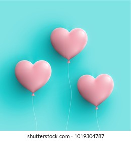 Pastel coloured 3D hearts, vector illustration