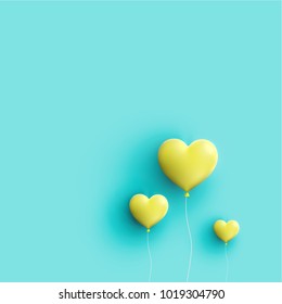 Pastel coloured 3D hearts, vector illustration