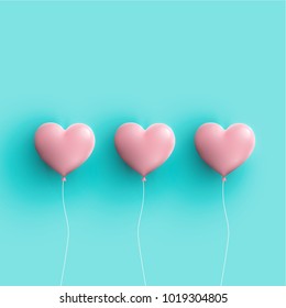 Pastel coloured 3D hearts, vector illustration