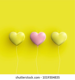 Pastel coloured 3D hearts, vector illustration