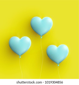 Pastel coloured 3D hearts, vector illustration