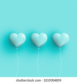 Pastel coloured 3D hearts, vector illustration