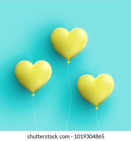 Pastel coloured 3D hearts, vector illustration