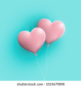 Pastel coloured 3D hearts, vector illustration
