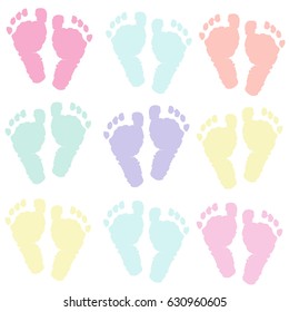 Pastel Coloured Baby Foot Prints Background