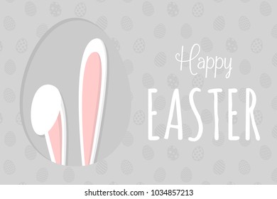 Pastel coloured banner with bunny - Easter. Vector.