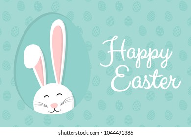 Pastel coloured banner with bunny - Easter. Vector.