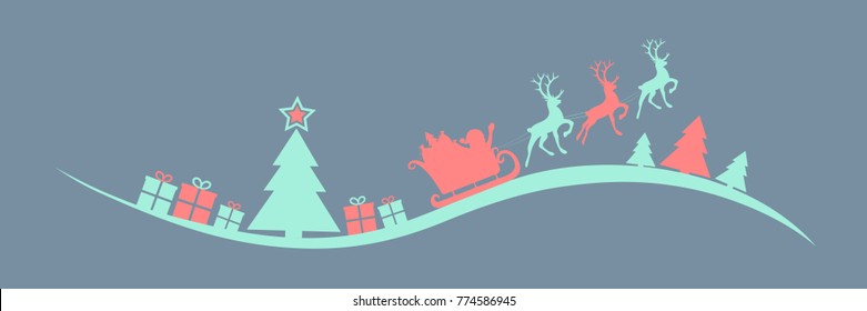 Pastel coloured Christmas banner with Santa Claus. Vector.