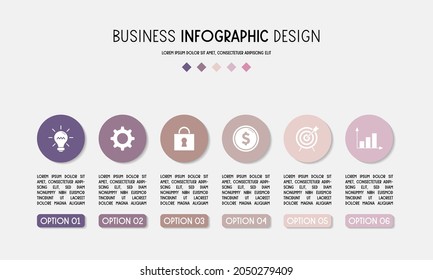 Pastel coloured infograph with business icons. Vector