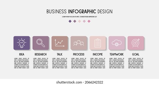 Pastel coloured infograph with business icons. Vector