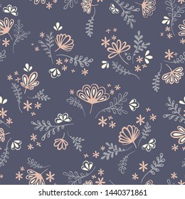 Pastel coloured seamless floral vector pattern. Flowers and leaves vectorial.