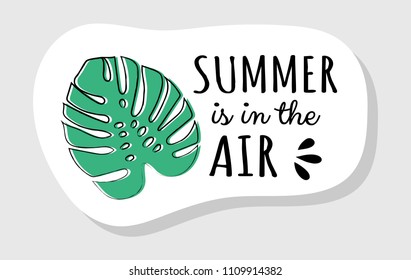 Pastel coloured summer label in retro style with funny text. Vector.