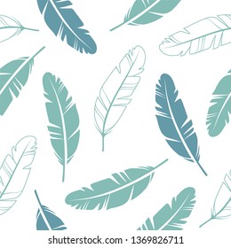 Pastel Colours Feathers Seamless Pattern.