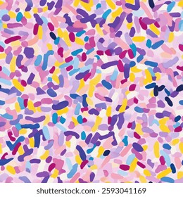 Pastel confetti, with colorful sprinkles background, watercolor flower seamless pattern. Watercolor print in rustic vintage style, textile or wallpapers.