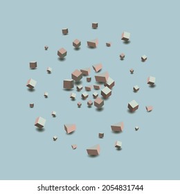 Pastel Confetti Vector Blue Background. Abstract Rhombus Template. Soft Pink Element Shiny Paper. Graphic Box Brochure.