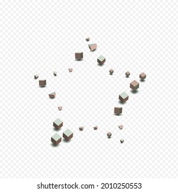 Pastel Confetti Vector Transparent Background. 3d Block Template. Soft Pink Rhombus Abstract Wallpaper. Shiny Polygon Presentation.