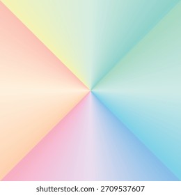Fondo de gradiente cónico pastel que irradia desde el centro, Vector cuadrado con colores del arco iris