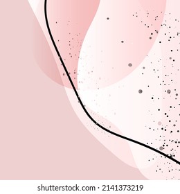 Pastel coral background with abstract shapes, lines, shadows. Vector square illustration. Eps10.