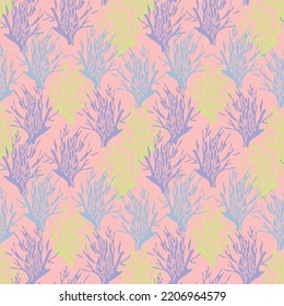 Dibujo del patrón de repetición del vector de arrecifes de coral Pastel