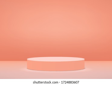 pastel cosmetic background podium, 3d vector render abstract orange color geometric shape modern minimalist mockup podium display, showcase. Scene to show cosmetic product, Showcase. 3d vector render.