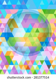 Pastel cover pattern of triangles and big bubble