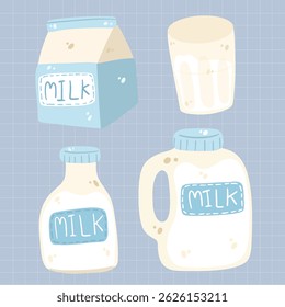 Pastel Cow Milk Pack – Adorable Dairy, Bottle, and Glass Vectors
