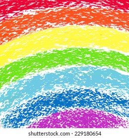 Pastel crayon painted rainbow, vector image