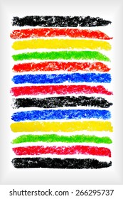 Pastel crayons strokes set. Collection of bright chalk strokes. EPS10 vector elements isolated on white.