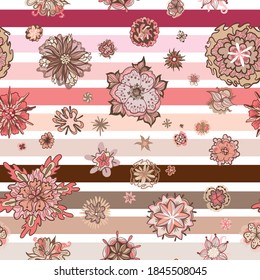 Pastel cream coffee colored vector seamless background
Floral romantic striped pattern for textile and wallpaper design