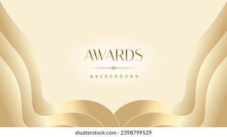 Pastel cream gold award graphic background. Modern glitter template sparkling elegant luxury premium corporate abstract design.