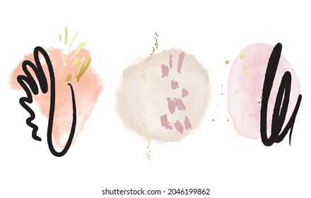 Pastel creative minimalist hand painted circles for wall decoration, modern postcard, social media icons, poster cover design. Vector EPS10.