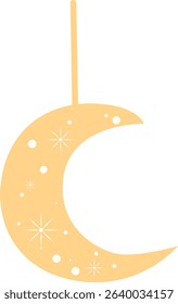 Pastel crescent moon hanging with stars and sparkles, great for Islamic greeting design, Ramadan night icons, or celestial celebration themes.