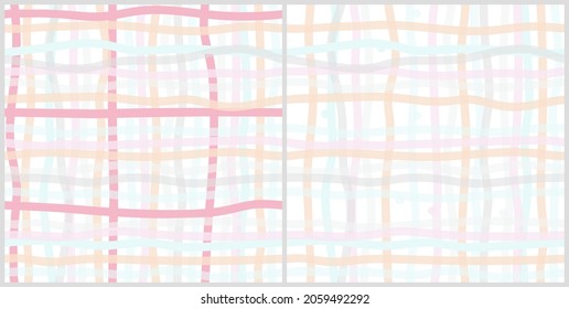 Pastel crossed lines seamless pattern. Hand painted stripes clothes repeated vector background. Eps 10