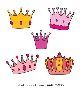 Pastel crown vector set isolated on white background