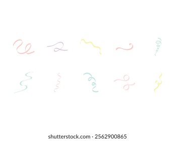 Pastel Curly Ribbon Element Set