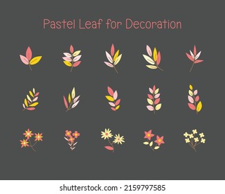 Pastel cute botanical leaf element for decoration or printing