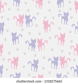 pastel cute cat seamless pattern