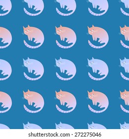 Pastel cute cats seamless pattern