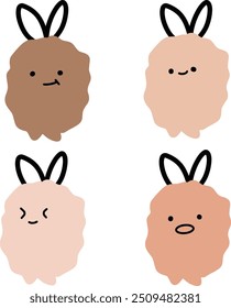 Vector de carácter lindo pastel | Varias expresiones | Arte de línea | Diseño minimalista (4 Vectores)