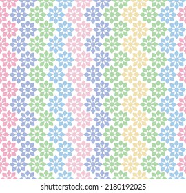 Pastel cute flower symbol isolated on white background. Retro seamless pattern. Symmetric stylish vector illustration. Textile, home decoration, wall and tile floor pattern. Surface printed.