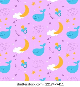 Pastel cute kids seamless pattern backgrounds. Vector illustration design for fabrics, textile graphics, prints, web design.