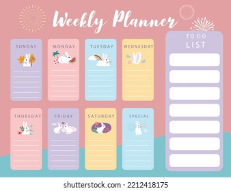 pastel cute planner with rabbit.Can use for printable,scrapbook,diary
