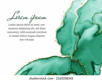 Pastel cyan mint liquid marble watercolor background with white lines and brush stains. Teal turquoise marbled alcohol ink drawing effect. Vector illustration backdrop, watercolour wedding invitation.