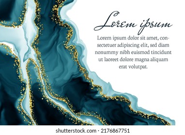 Pastel cyan mint liquid marble watercolor background with white lines and brush stains. Teal turquoise marbled alcohol ink drawing effect. Vector illustration backdrop, watercolour wedding invitation.