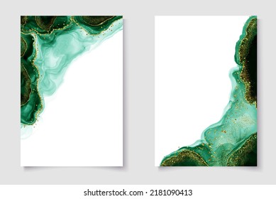 Pastel cyan mint liquid marble watercolor background with white lines and brush stains. Teal turquoise marbled alcohol ink drawing effect. Vector illustration backdrop, watercolour wedding invitation