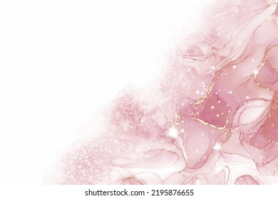 Pastel cyan mint liquid marble watercolor background with gold lines and brush stains. Teal turquoise marbled alcohol ink drawing effect. Vector illustration backdrop, watercolour wedding invitation